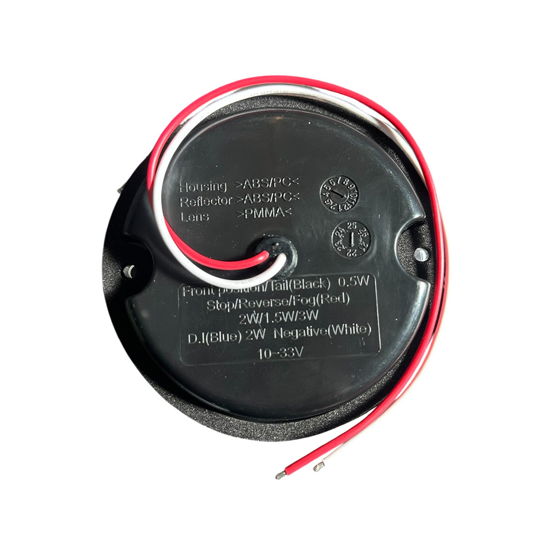 Waterproof Luxvision rear fog light 95mm for trailers and motorhomes, compatible with 10-30V systems