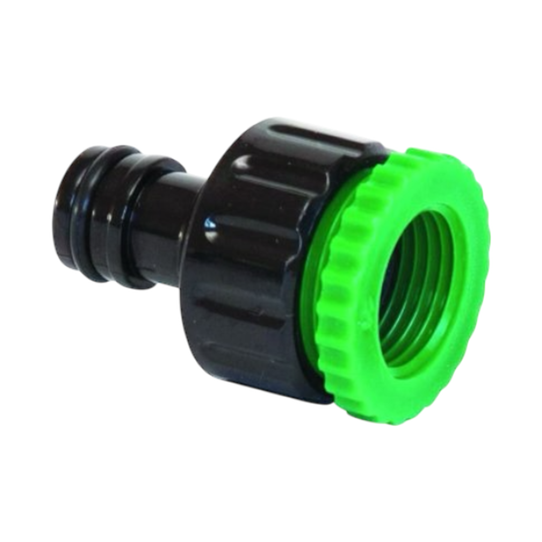 Mains water tap adaptor with 1/2 inch and 3/4 inch connection sizes