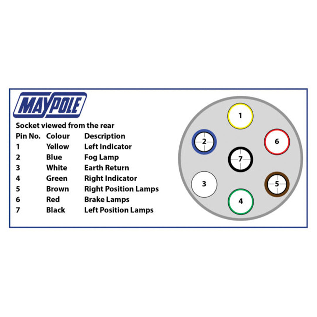 Maypole MP23 12V 7 pin socket for trailer road lighting