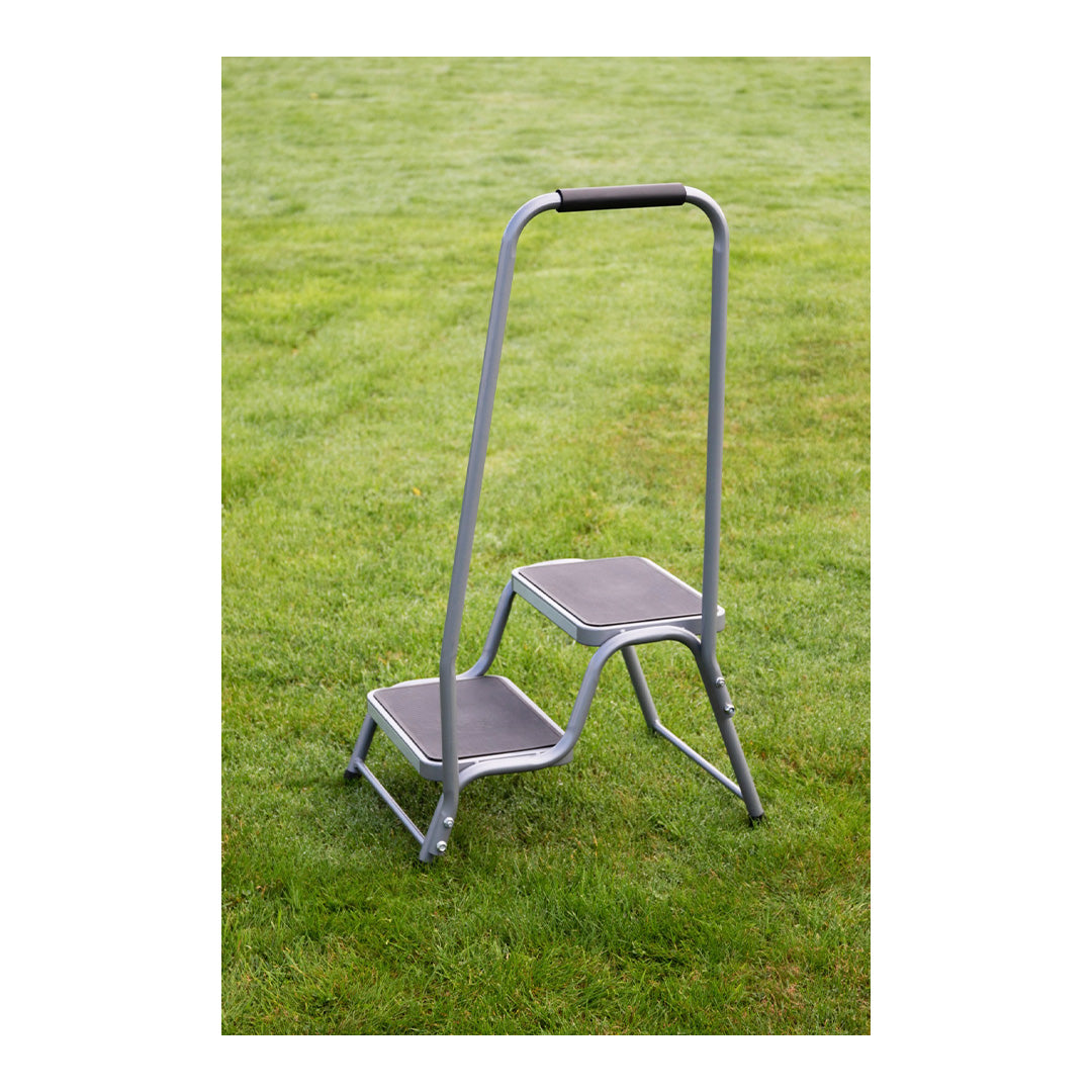 Adjustable handrail double step for caravan, motorhome, or home use