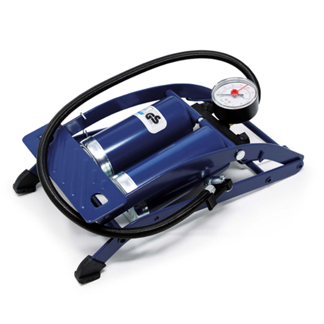 Maypole MP784 double foot pump with pressure gauge for car tyres and general inflation