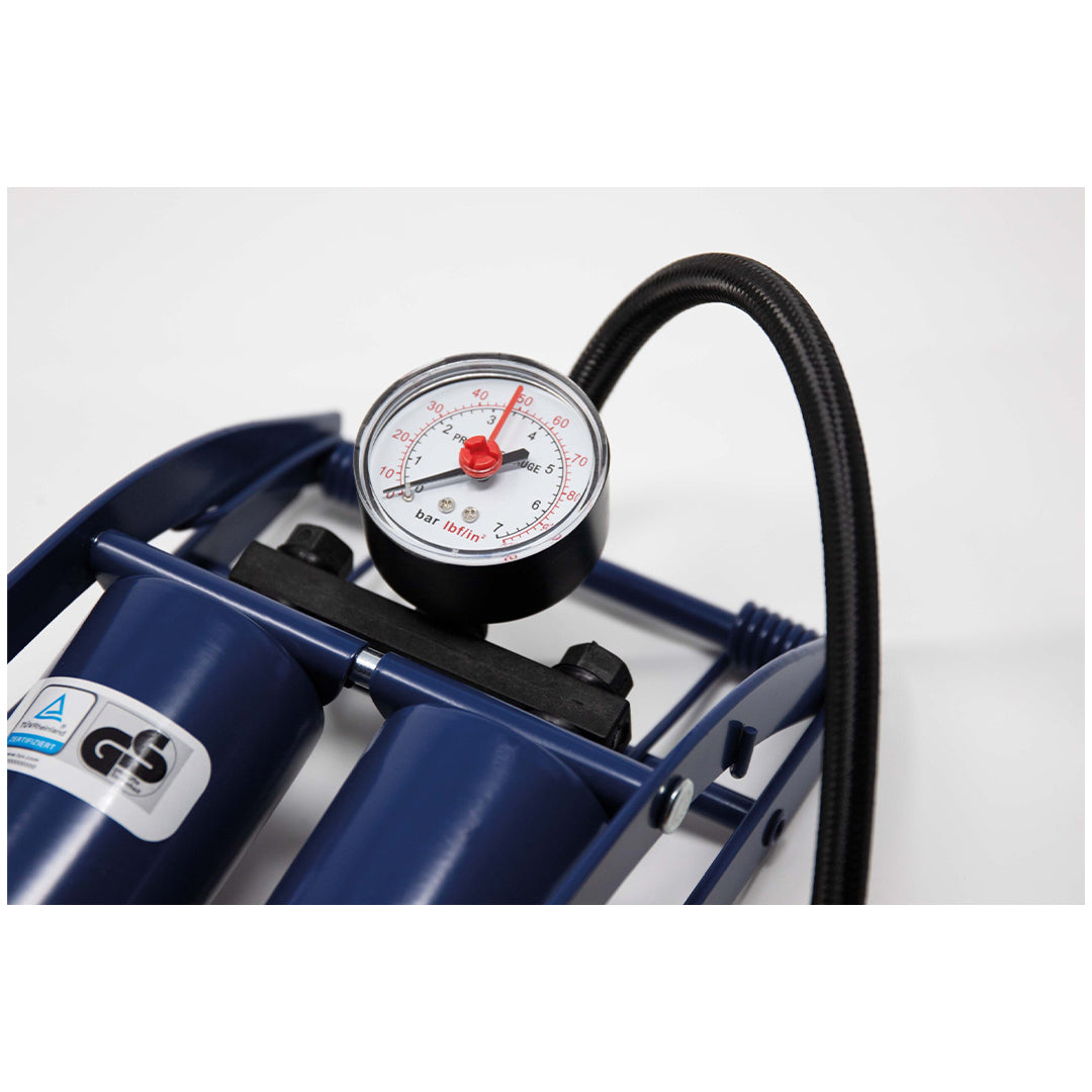 Maypole MP784 foot pump with 60cm hose locking valve connector and included adaptors