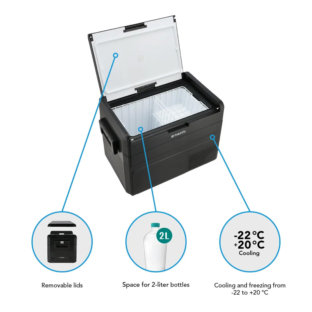 Mestic compressor coolbox portable fridge freezer with 12V 24V and 230V operation
