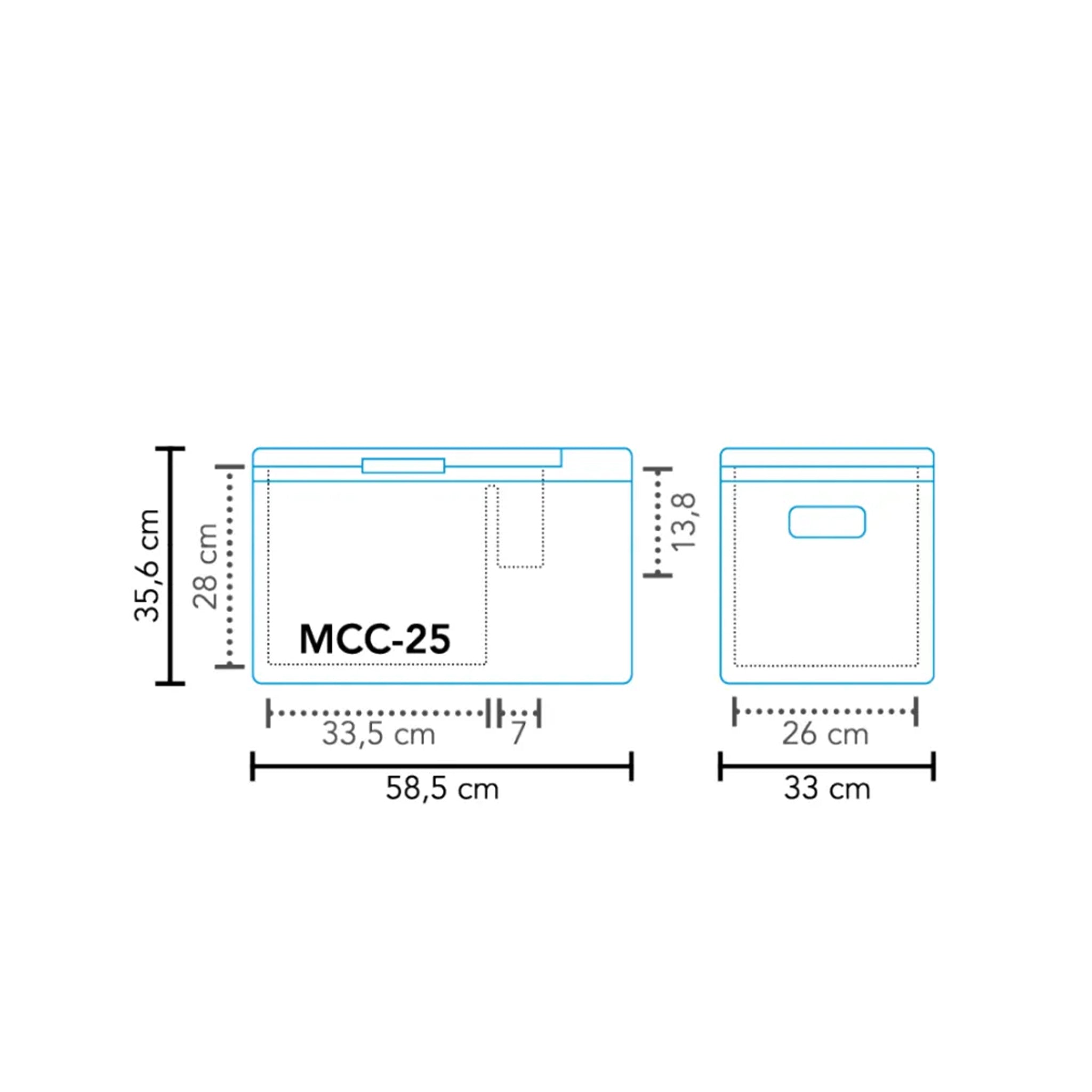 Mestic MCC-25 lightweight compressor cool box with recessed carry handles for easy transport