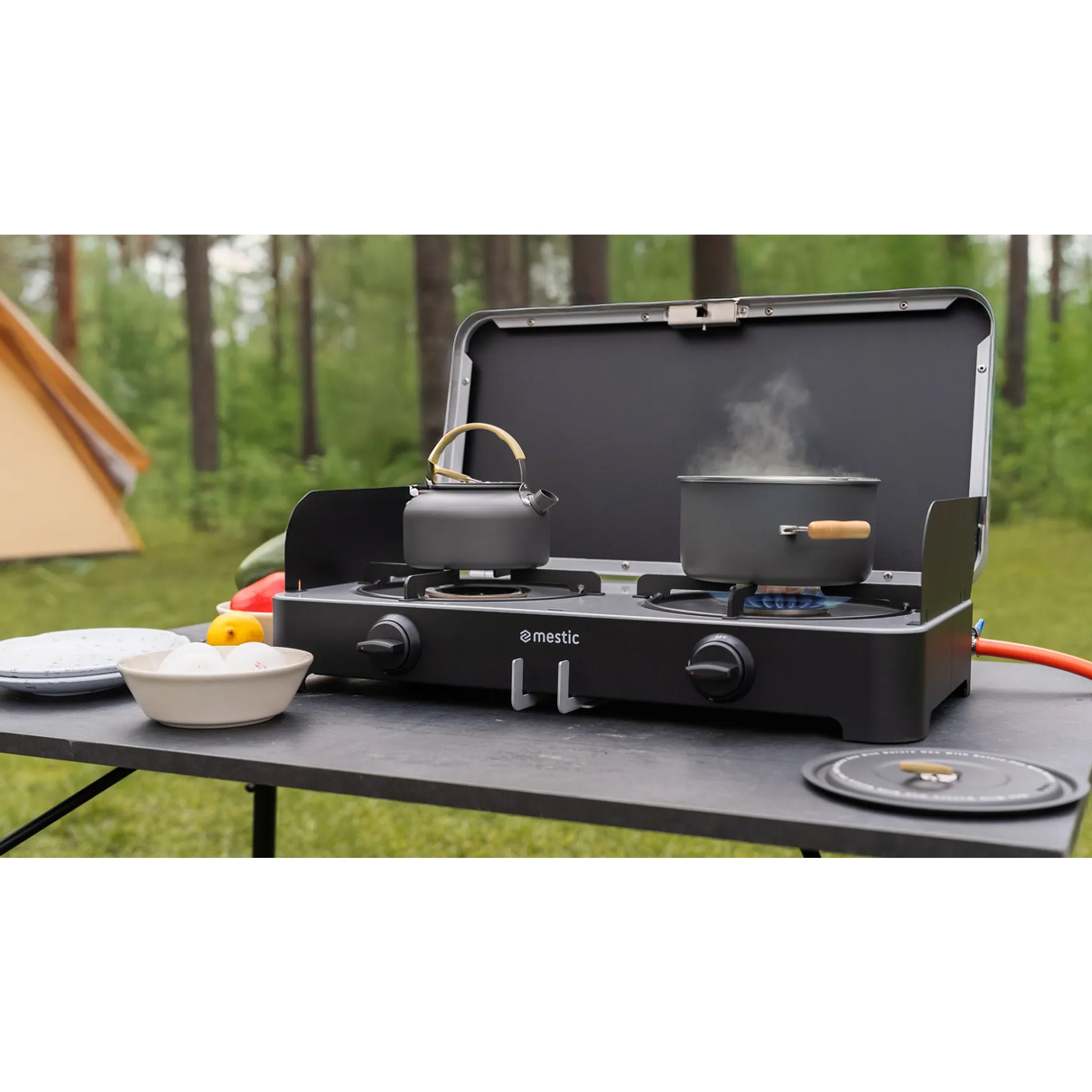 Mestic MGCP-1200 gas stove featuring Piezo ignition and flame failure safety device