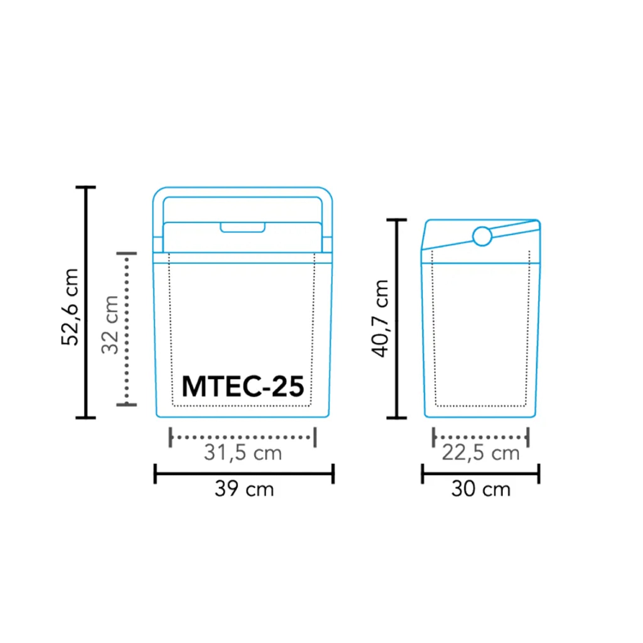 Mestic MTEC-25 electric cool box black and grey 23L with heating function for camping picnics and boats
