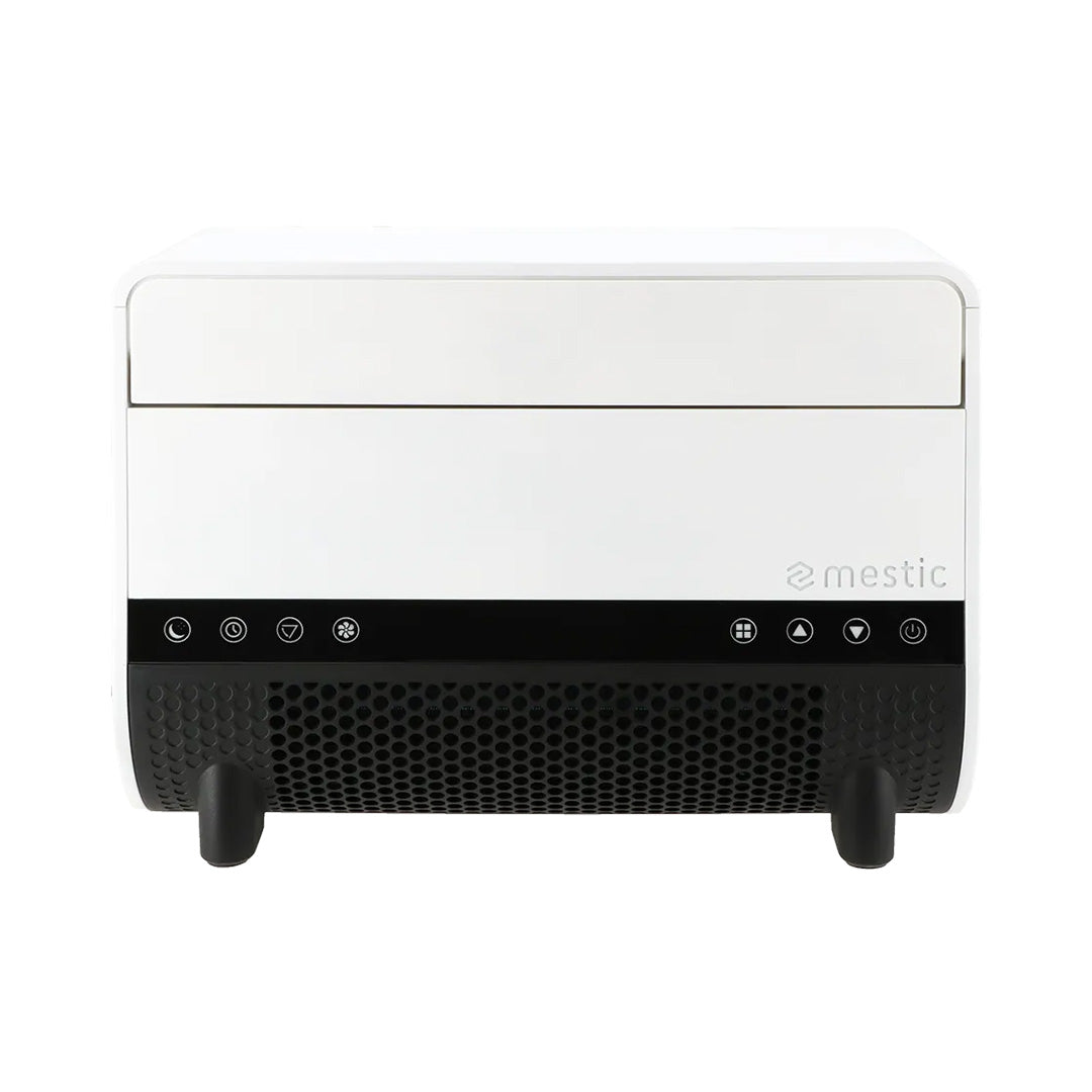 Front view of the Mestic SPA-3100 split air conditioning indoor module with control icons