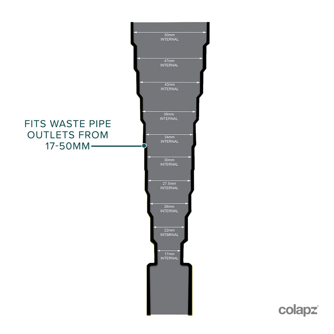 Motorhome and caravan waste water pipe adaptor COLAPZ 17mm to 55mm flexible fitting