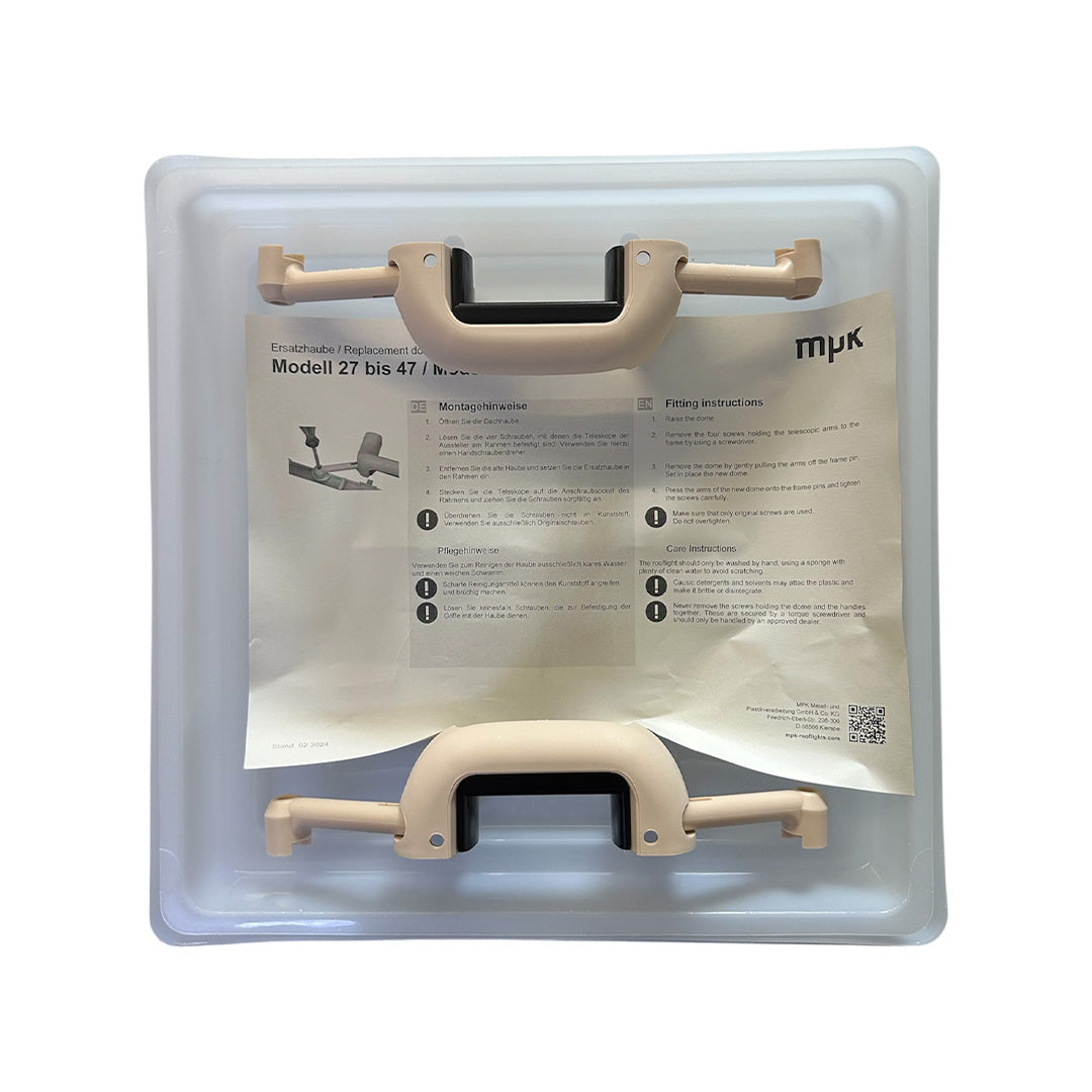 MPK rooflight dome replacement for 280mm caravan skylights with handle fittings