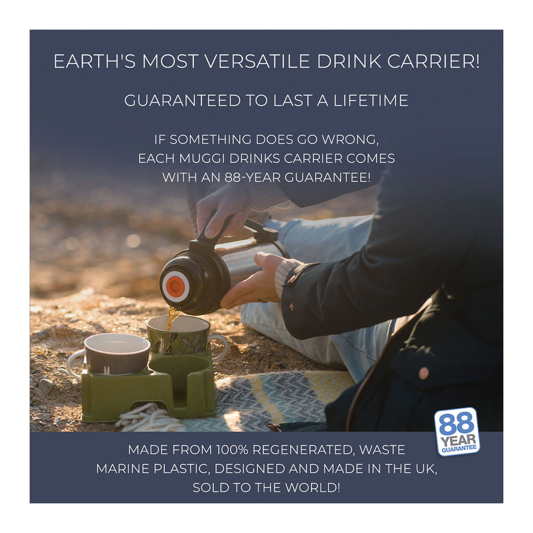 Durable and sustainable Muggi cup holder for hot and cold drinks