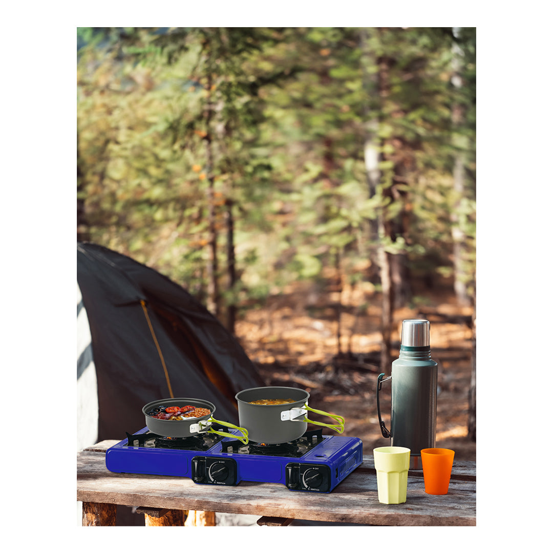Non-stick camping cookware pan set with folding handles – buy now for outdoor adventures