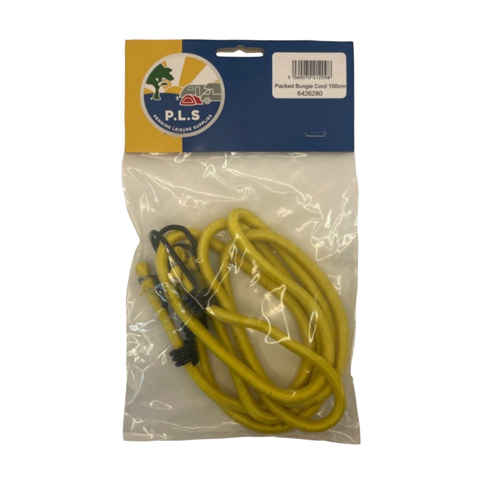 PLS 100mm yellow bungee cord with hooks for caravans, motorhomes, camping and general use