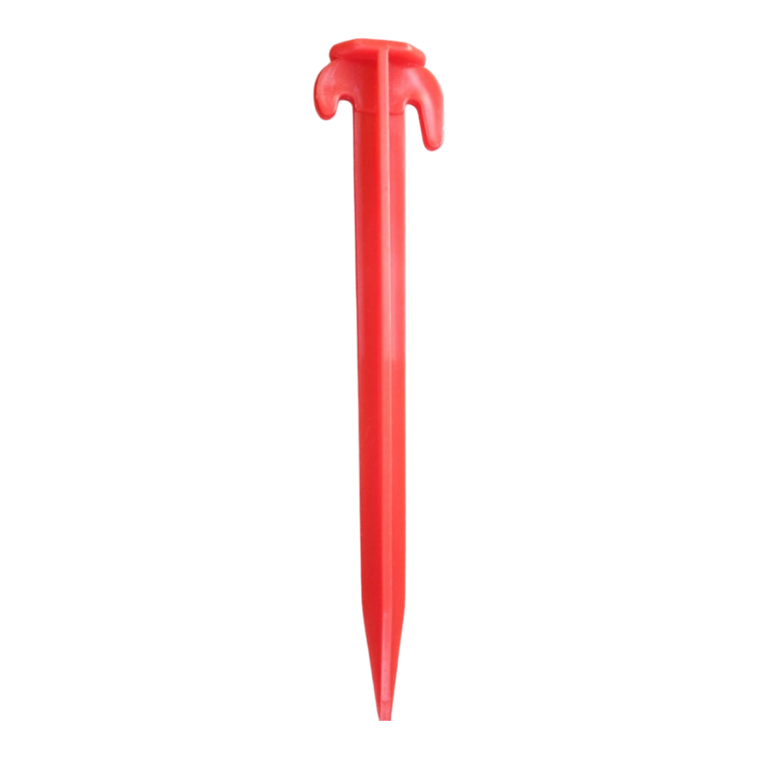 Red Plastic Tent Pegs 20cm (Pack of 10) – Lightweight and durable pegs for camping, awnings, and groundsheets