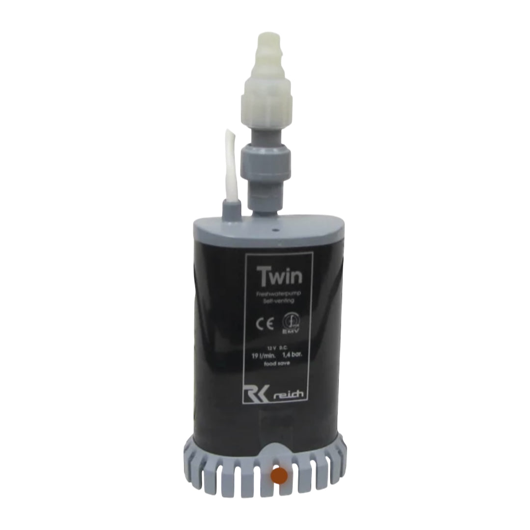 Reich 19L twin submersible water pump with automatic vent and non-return valve for caravans and motorhomes