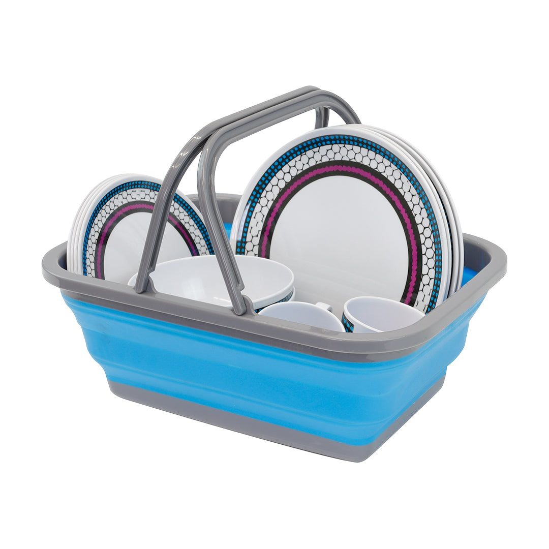 Space-saving Leisurewize collapsible washing bowl with handle – Ideal for outdoor use and compact living