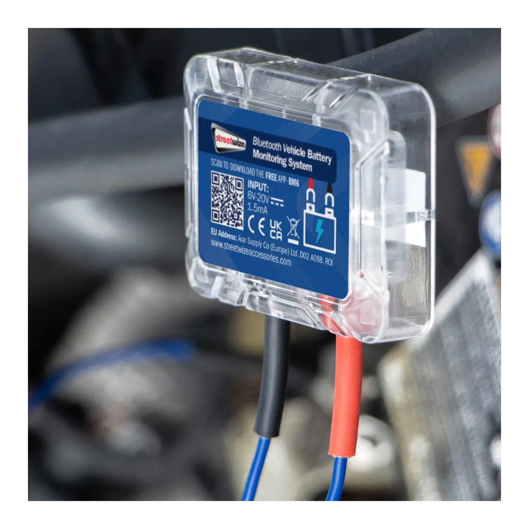 Streetwize Bluetooth battery monitor compatible with Android and iOS for vehicle battery health tracking