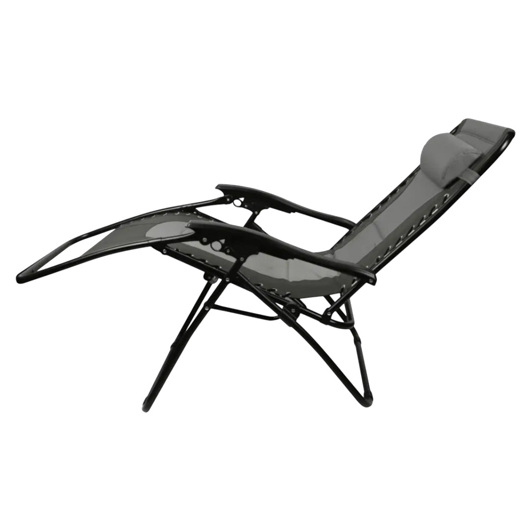 Streetwize folding zero gravity recliner chair with padded headrest for outdoor relaxation