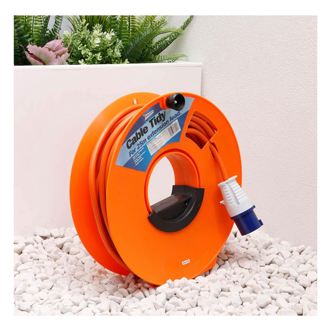 Streetwize cable tidy reel designed for 25m extension and hook-up leads