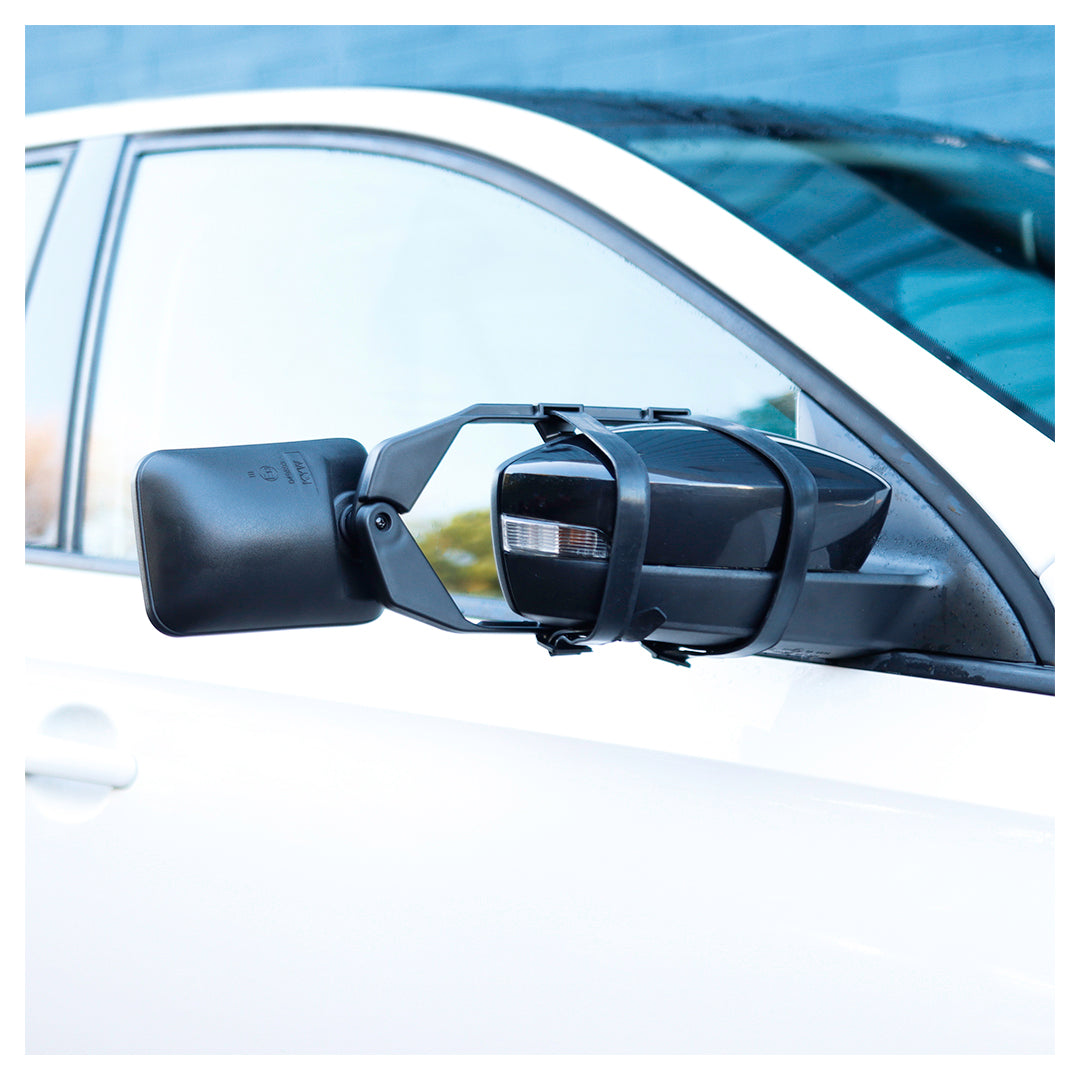 Streetwize LW702 caravan towing mirror installed on vehicle wing mirror