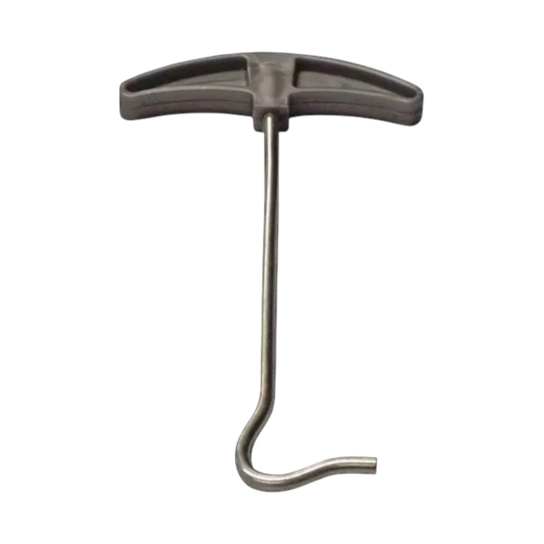 Camping peg removal tool with long steel shaft for tents