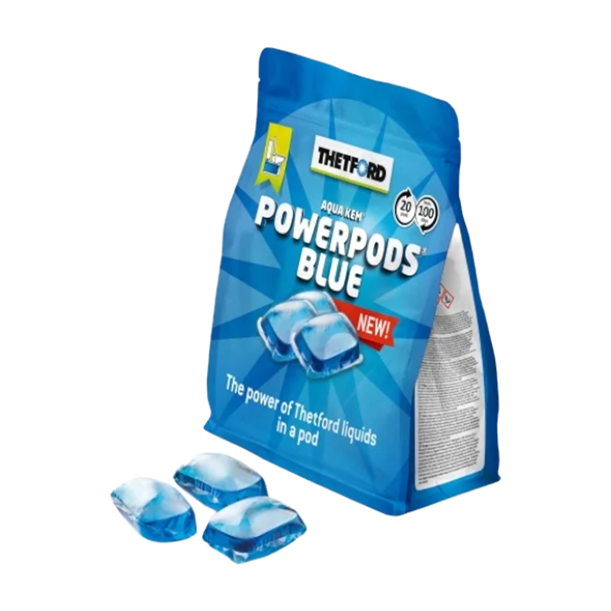 Thetford Aqua Kem Powerpods Blue pack of 20 toilet chemical pods for caravan and motorhome cassette toilets