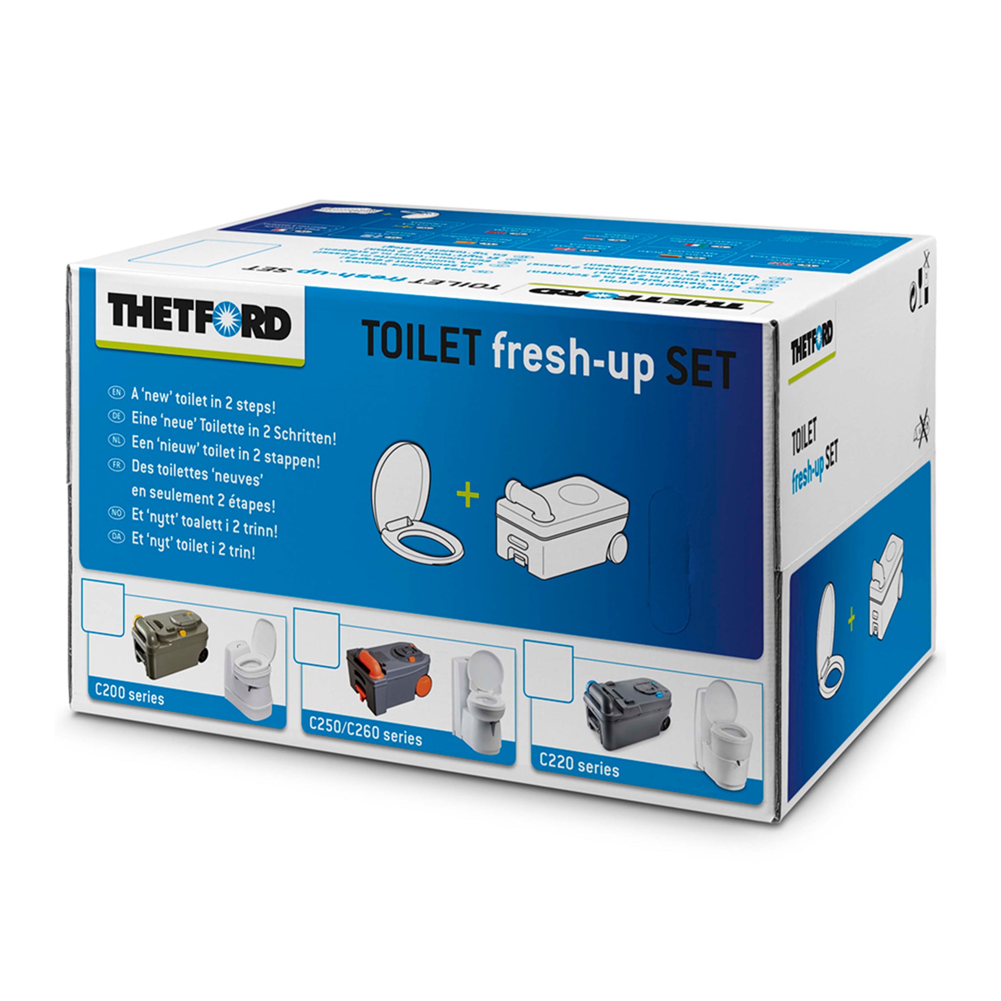 Thetford C200 cassette toilet fresh up set new style 2334062 with tank and seat