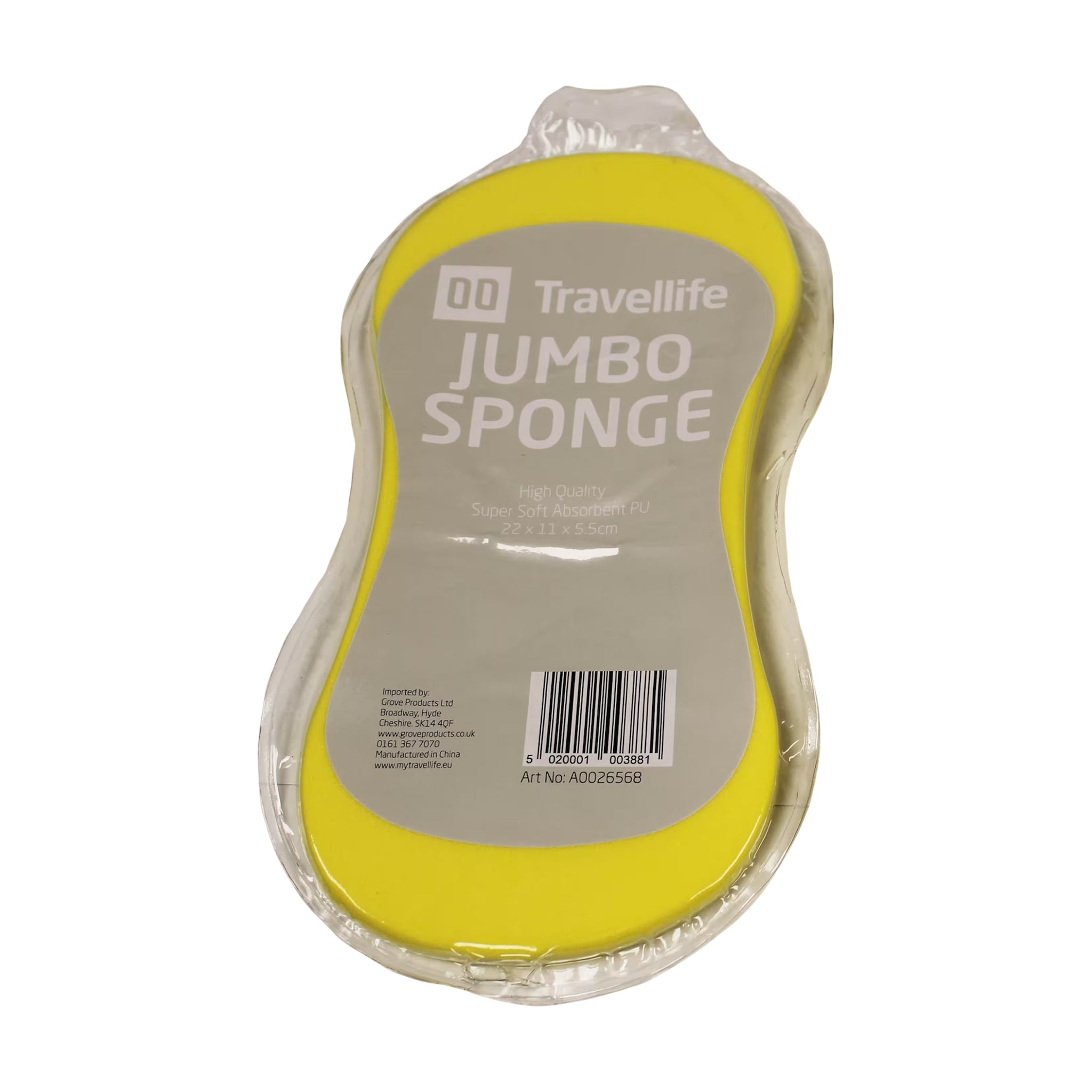 Travellife Jumbo Wash Sponge for caravan and motorhome cleaning, space saving and vacuum packed