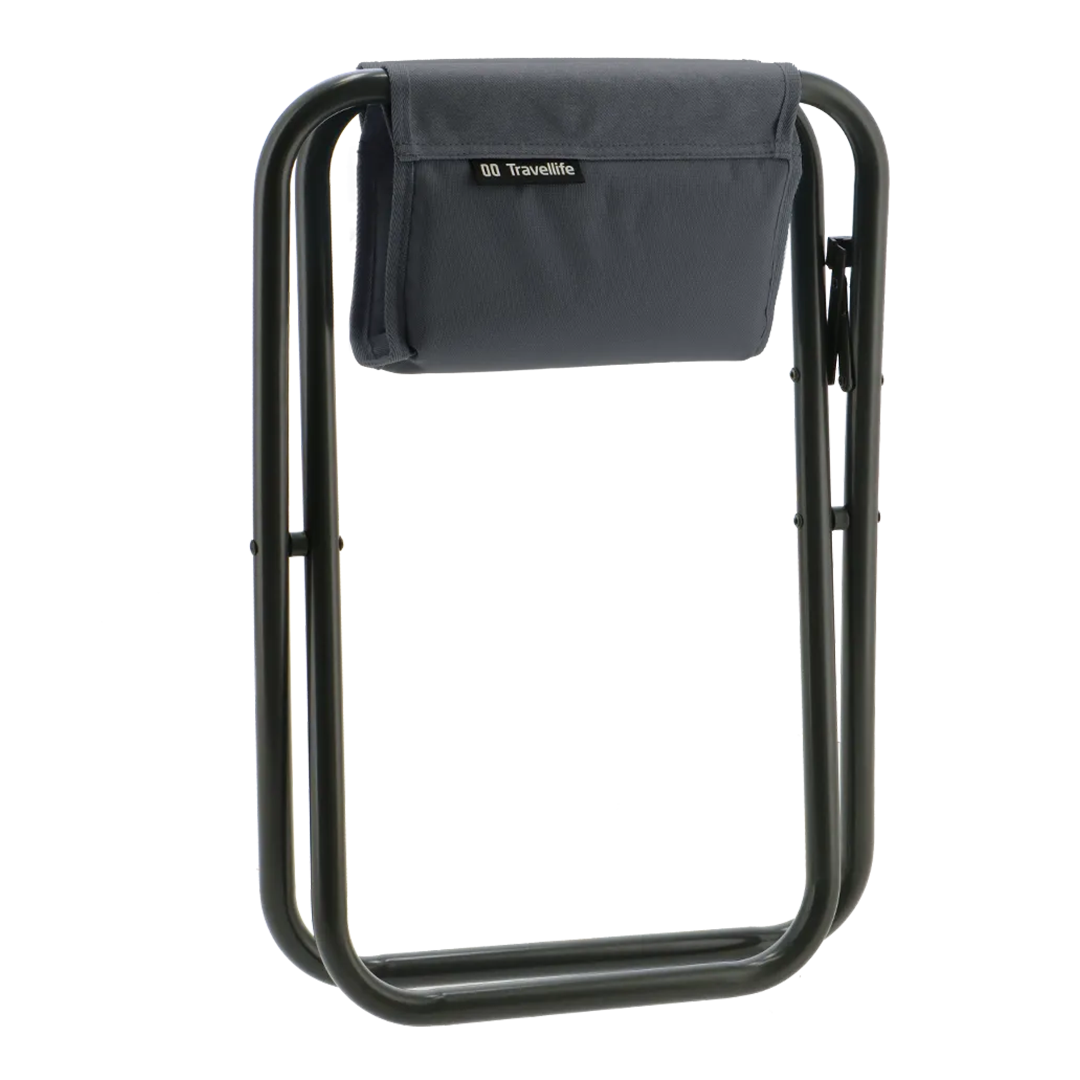 Durable Travellife Lago stormy grey folding camping stool, ideal for caravanning and camping