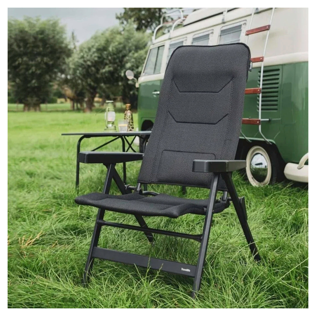 Travellife Monaco folding camping chair in anthracite with 150kg capacity