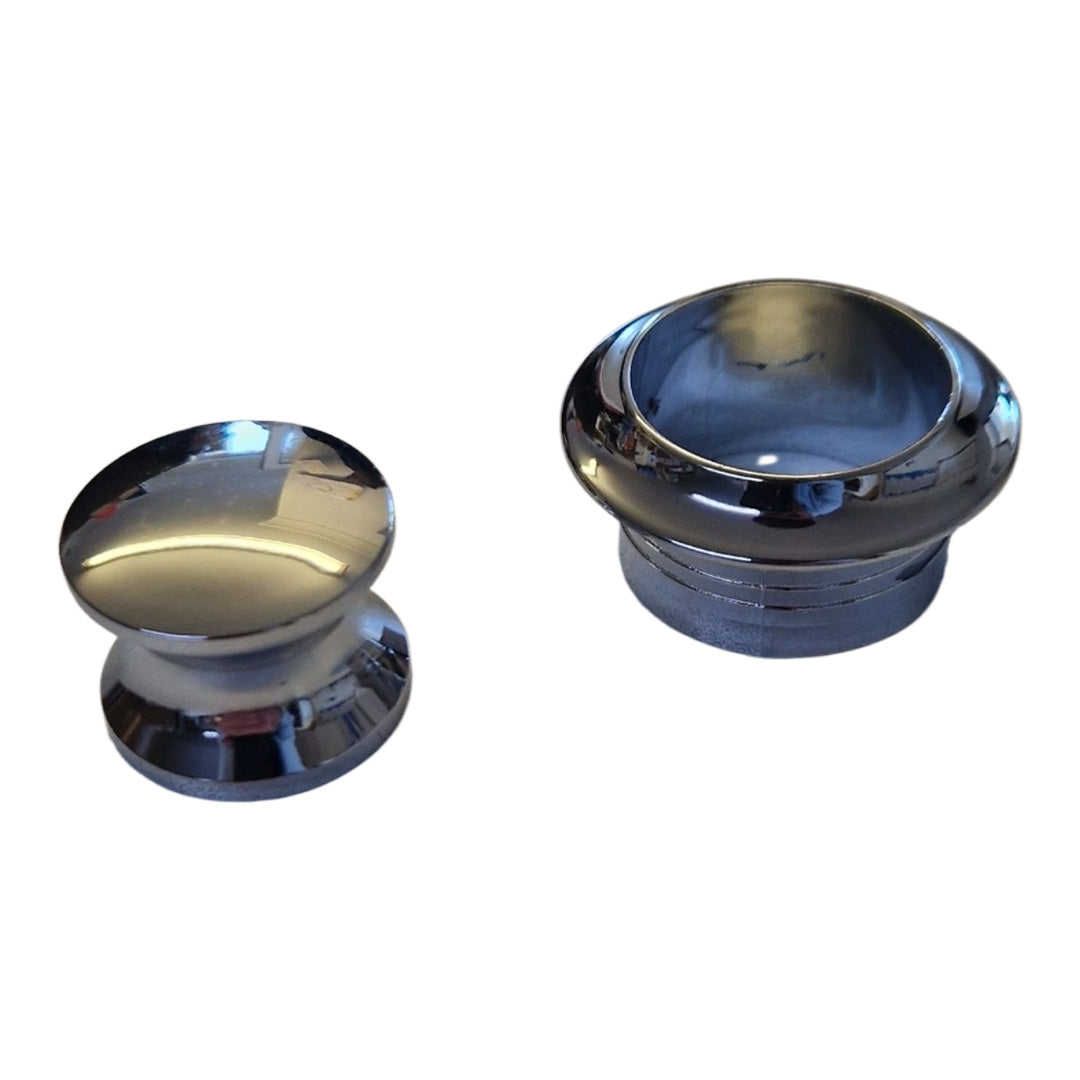 Trigano X812263 chrome push lock button and rosette for caravan cupboard and locker doors