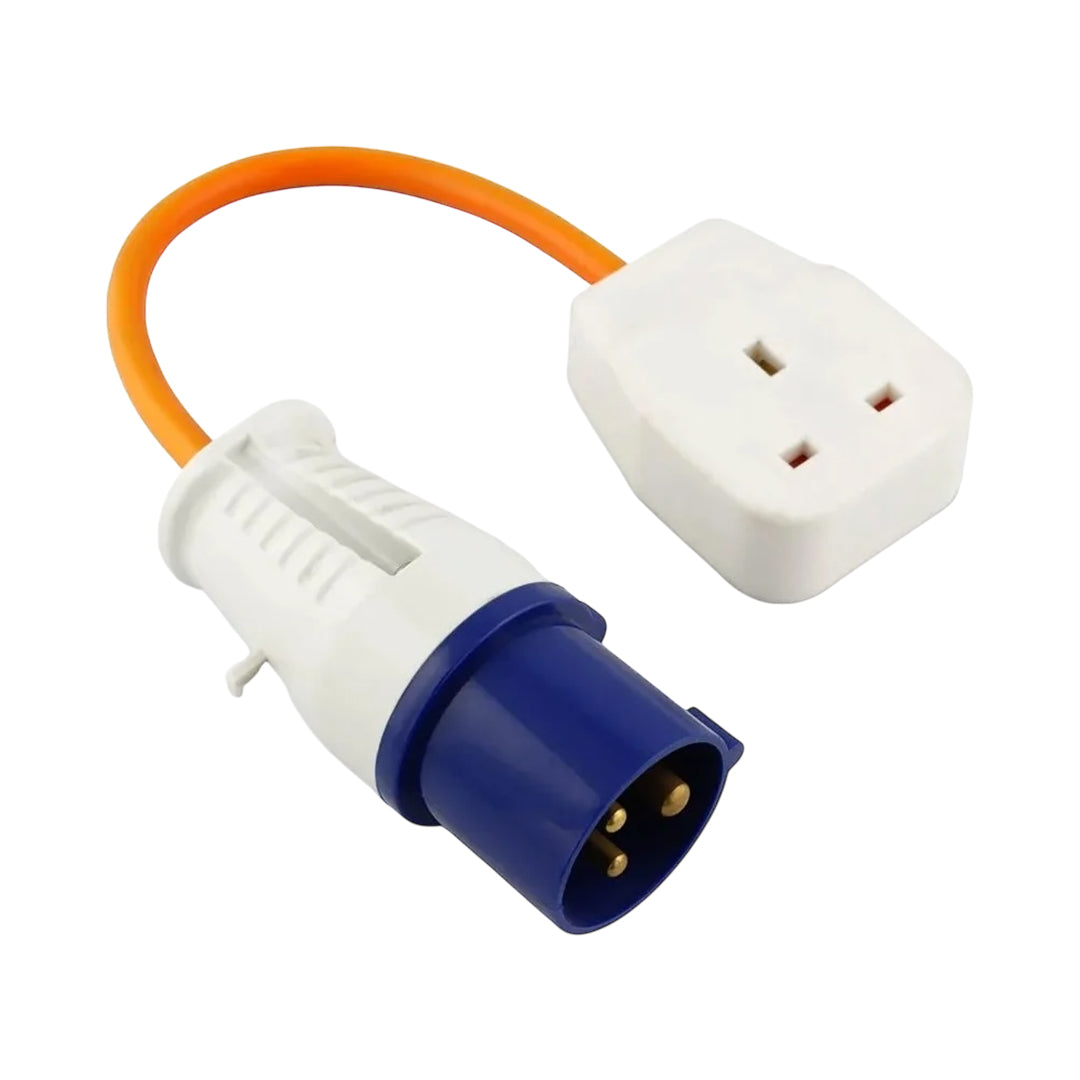 Buy UK 230V mains hook-up conversion lead for caravan, camping, generator, or garage use