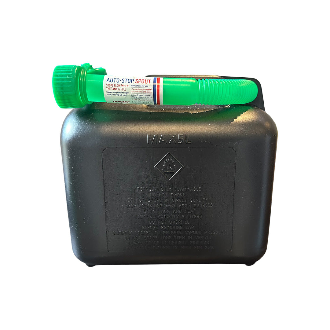 Unipart 5 litre black diesel fuel can with secure cap for portable use