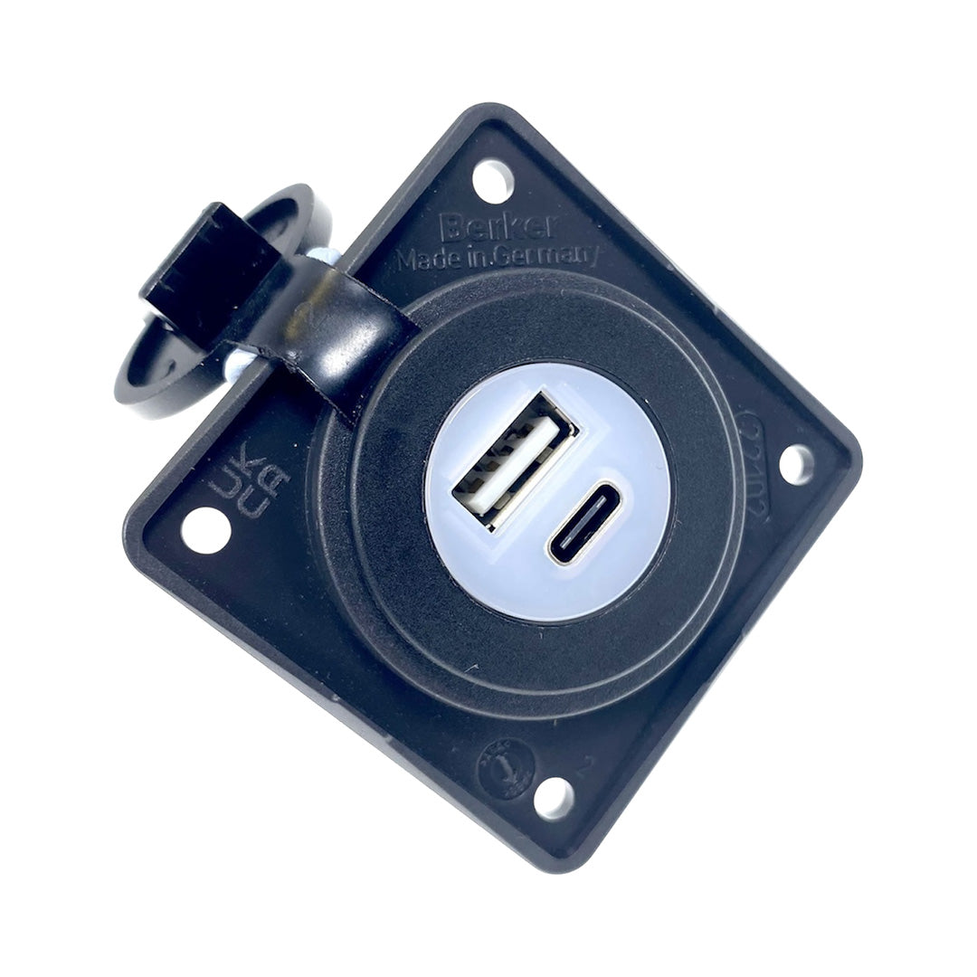 Anthracite Berker USB panel socket with USB-C and USB-A connectors
