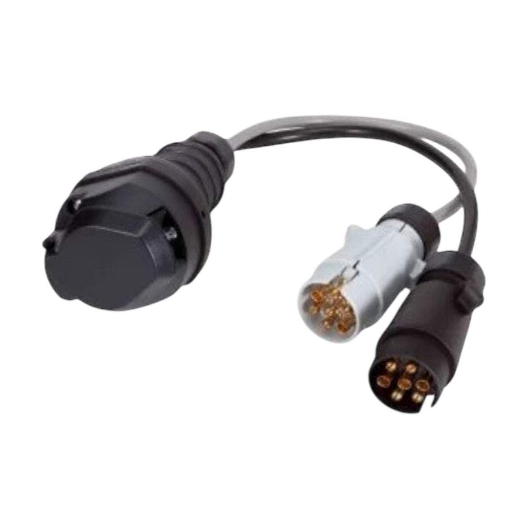 Vechline 13-pin to 7-pin 12N/12S adapter for connecting caravans and trailers to older towing vehicles