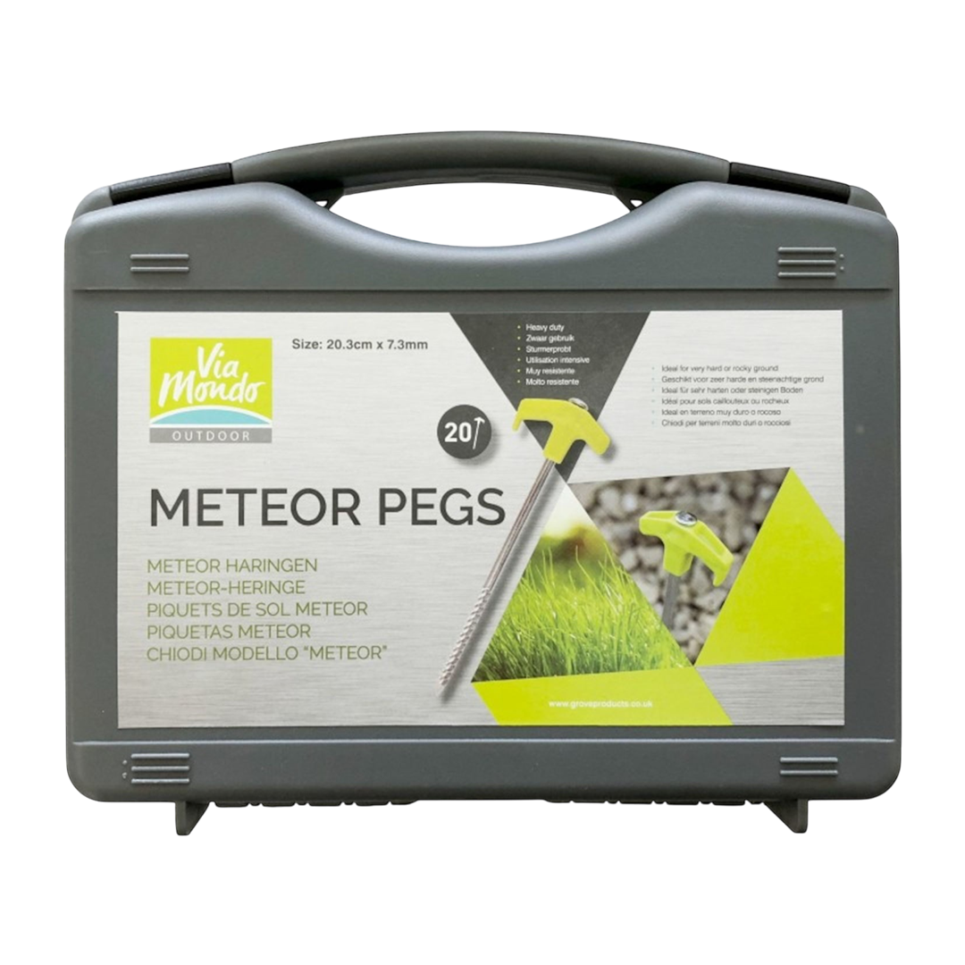Via Mondo meteor pegs, hard ground heavy-duty awning and tent pegs, box of 20