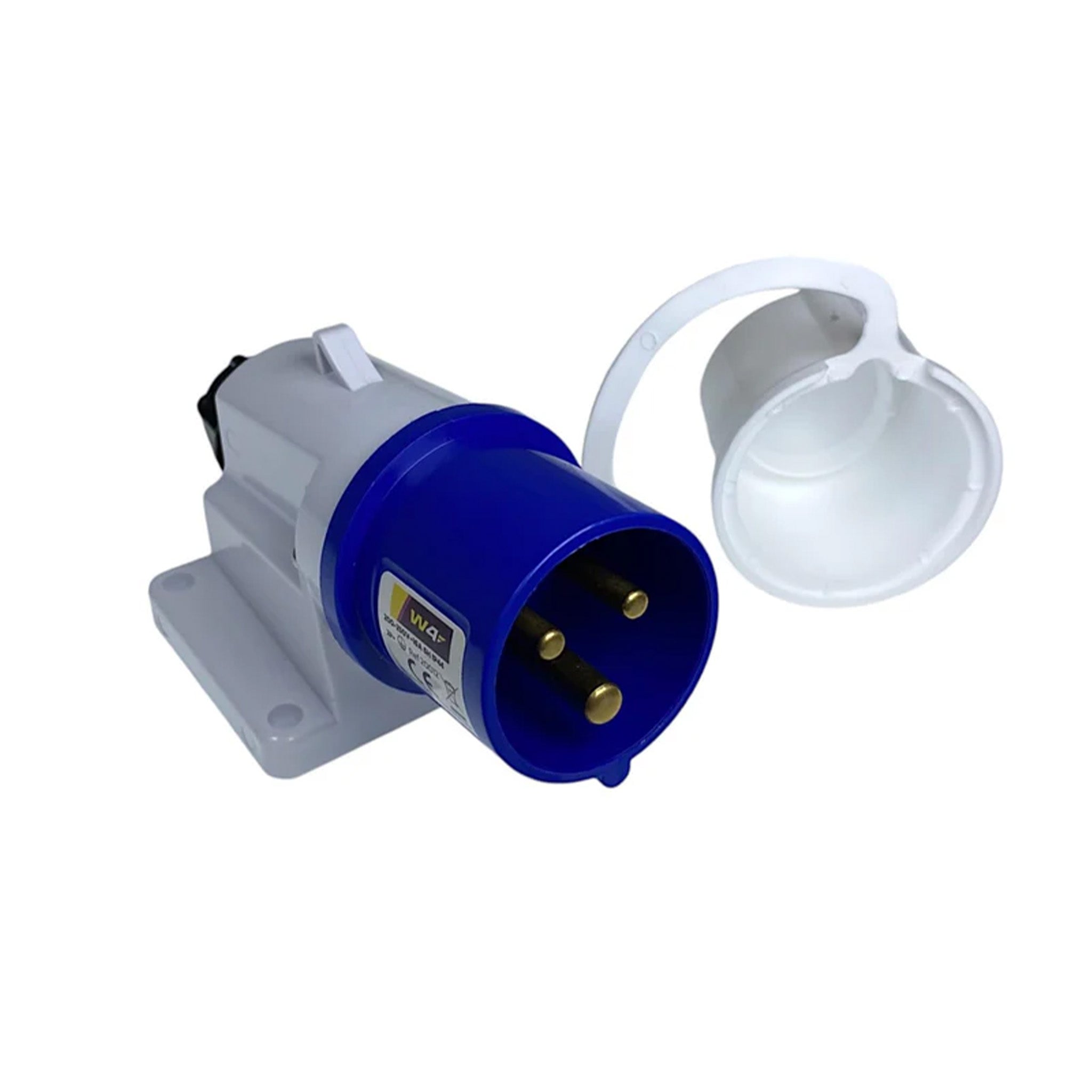 W4 20012 white 230v caravan mains inlet with 16 amp 3 pin connection