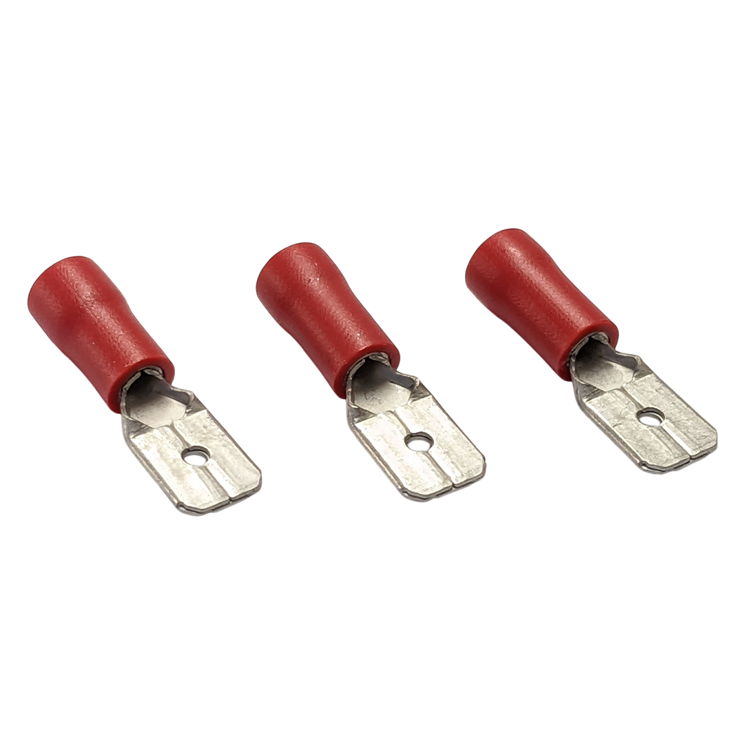 W4 6.35mm push-on spade terminal male red, pack of 3, for secure electrical connections for sale online UK