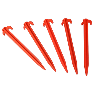 20cm Red Plastic Tent Pegs (6002700) – Pack of 10 strong, rust-free pegs for securing tents and tarpaulins