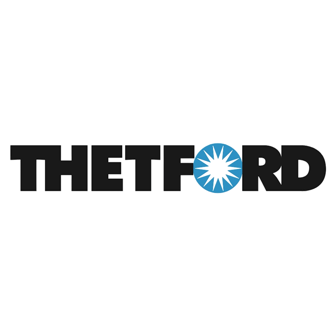 Thetford brand logo - leading suppliers of caravan toilets, waste systems, and motorhome spares.