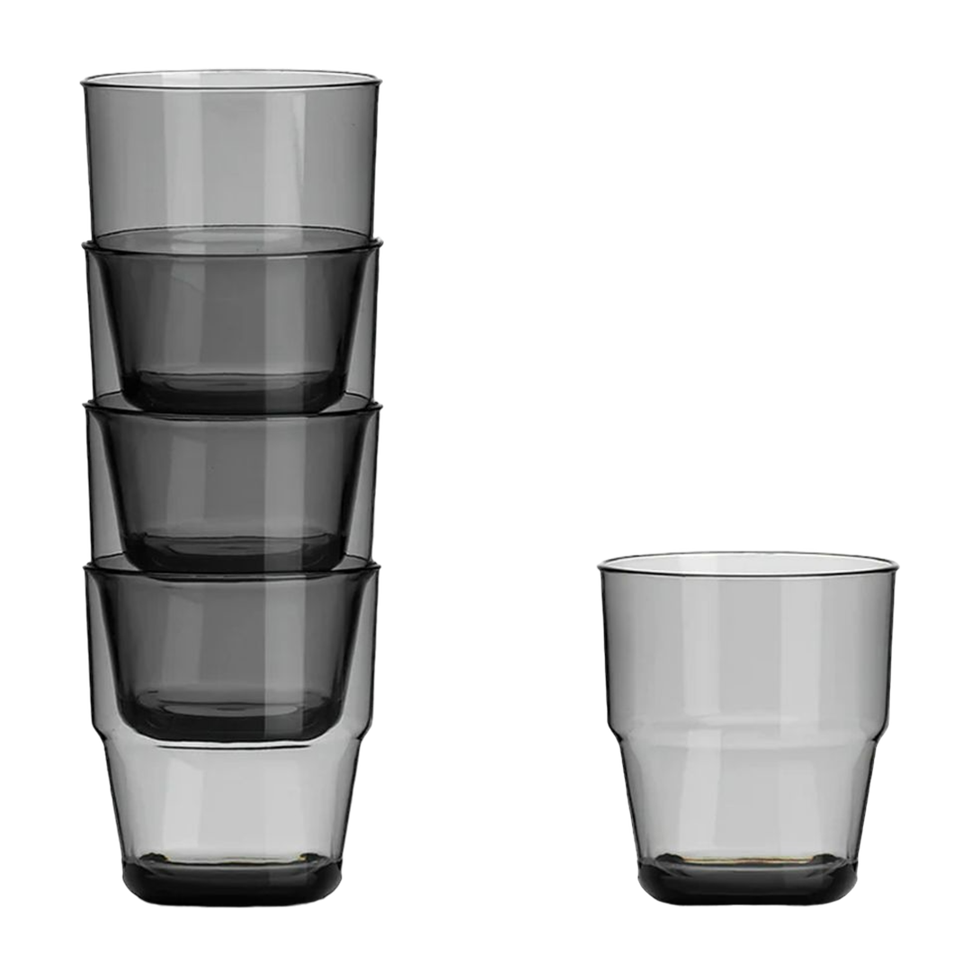 Stackable Tumblers 4pk Smoke Grey - ThomasTouring.co.uk