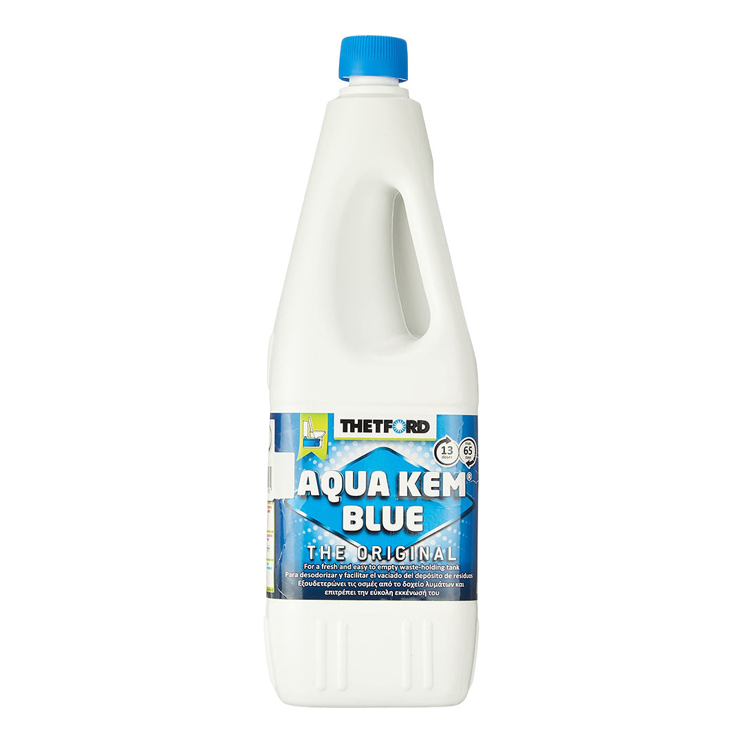 Aqua Kem Blue Toilet Fluid 2L for motorhomes, caravans, and portable toilets.