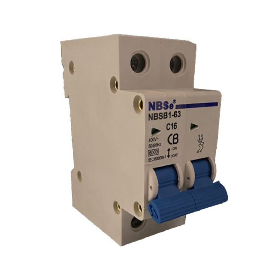 BCA L62 16 amp double pole MCB C curve din rail mounted miniature circuit breaker