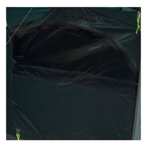 Hunter green waterproof camping tent for 2 people with low-profile design.