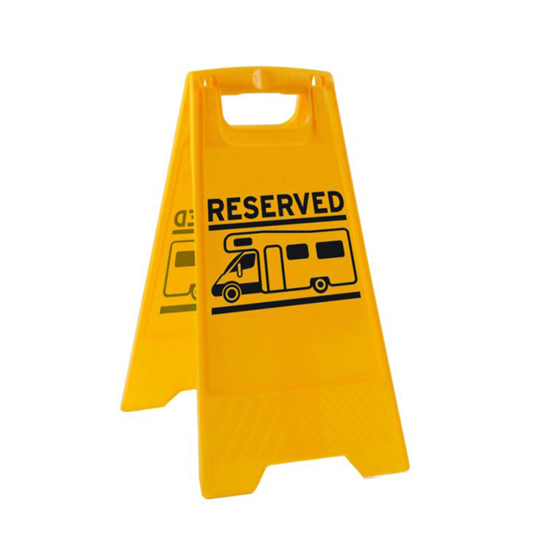 foldable a frame caravan motorhome pitch reserved sign yellow campsite marker