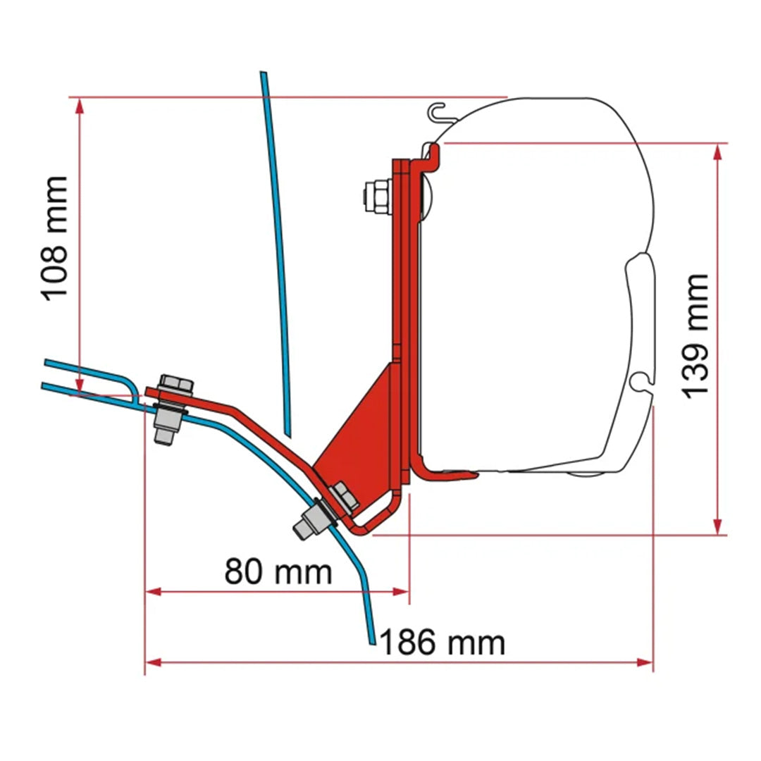 Fiamma F45 awning adaptor kit 98655Z028 with 3 mounting brackets for Ducato Boxer Relay H2