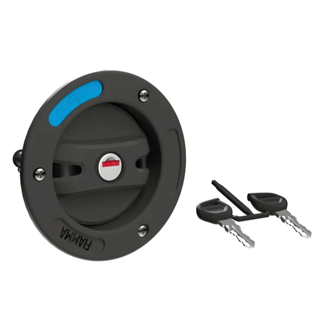 Fiamma 94715-001 black locking water filler cap assembly with two keys
