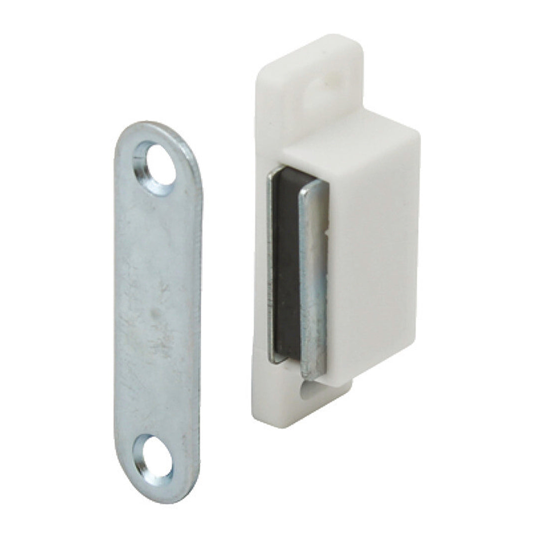 Hafele white 46mm magnetic cupboard door catch with 6kg pull strength HA70215