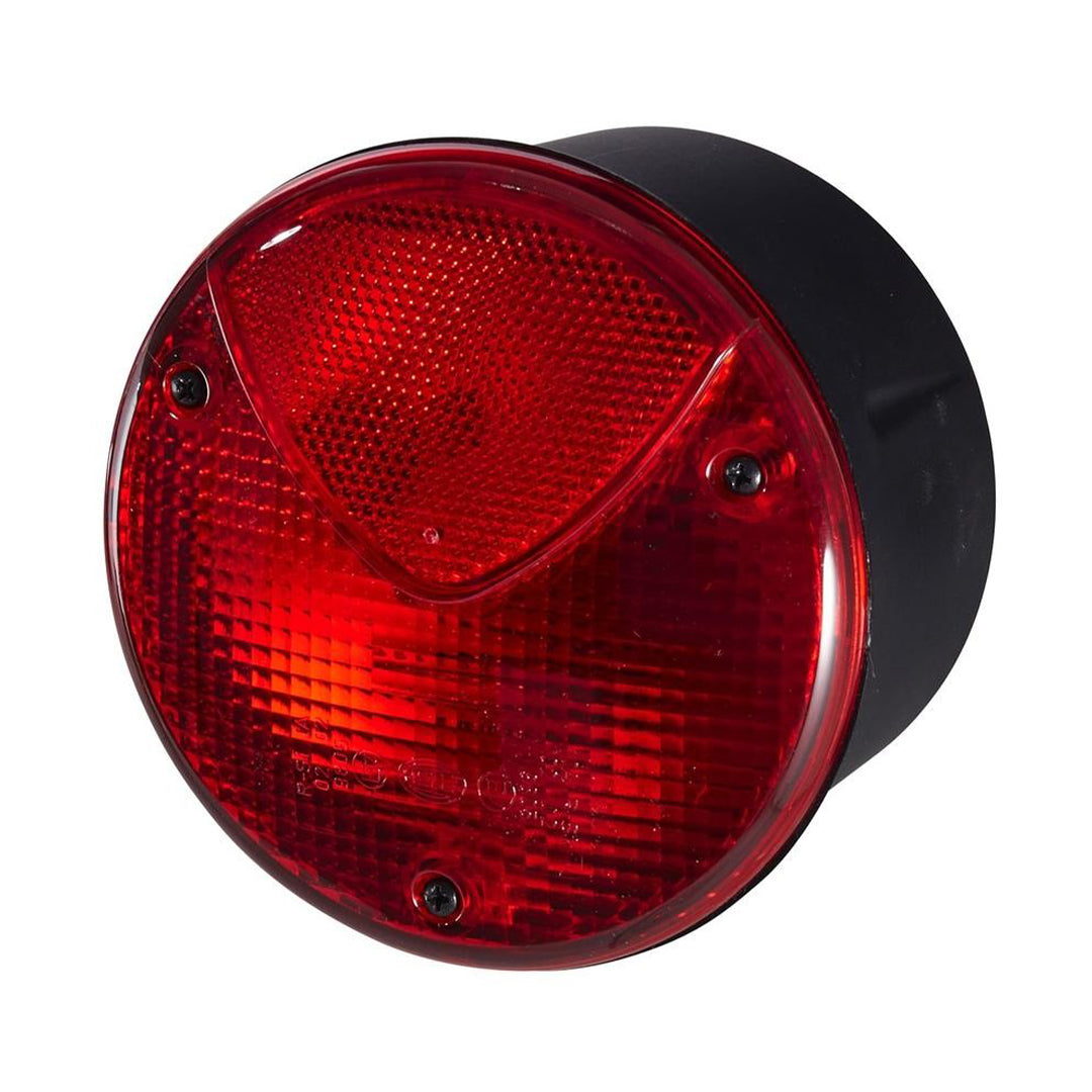 Hella 2TA 964 169-061 round red rear stop and tail lamp front view with reflector