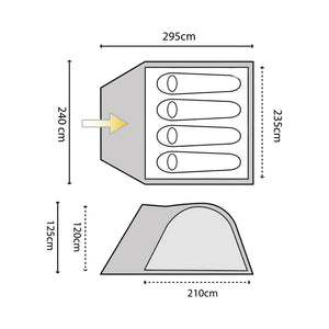 Highlander Juniper dome tent for 4 people, ideal for weekend hikes and outdoor adventures