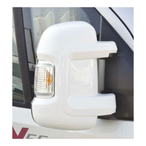 HTD Protect-It white wing mirror protective cover for Fiat Ducato, Boxer, and Relay models 2006+ Short Arm, designed for secure fit and durability.